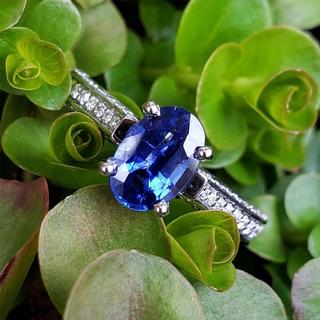 Blue Sapphire and Diamond Ring  