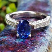 Blue Sapphire and Diamond Ring 