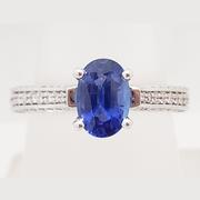 Blue Sapphire and Diamond Ring 