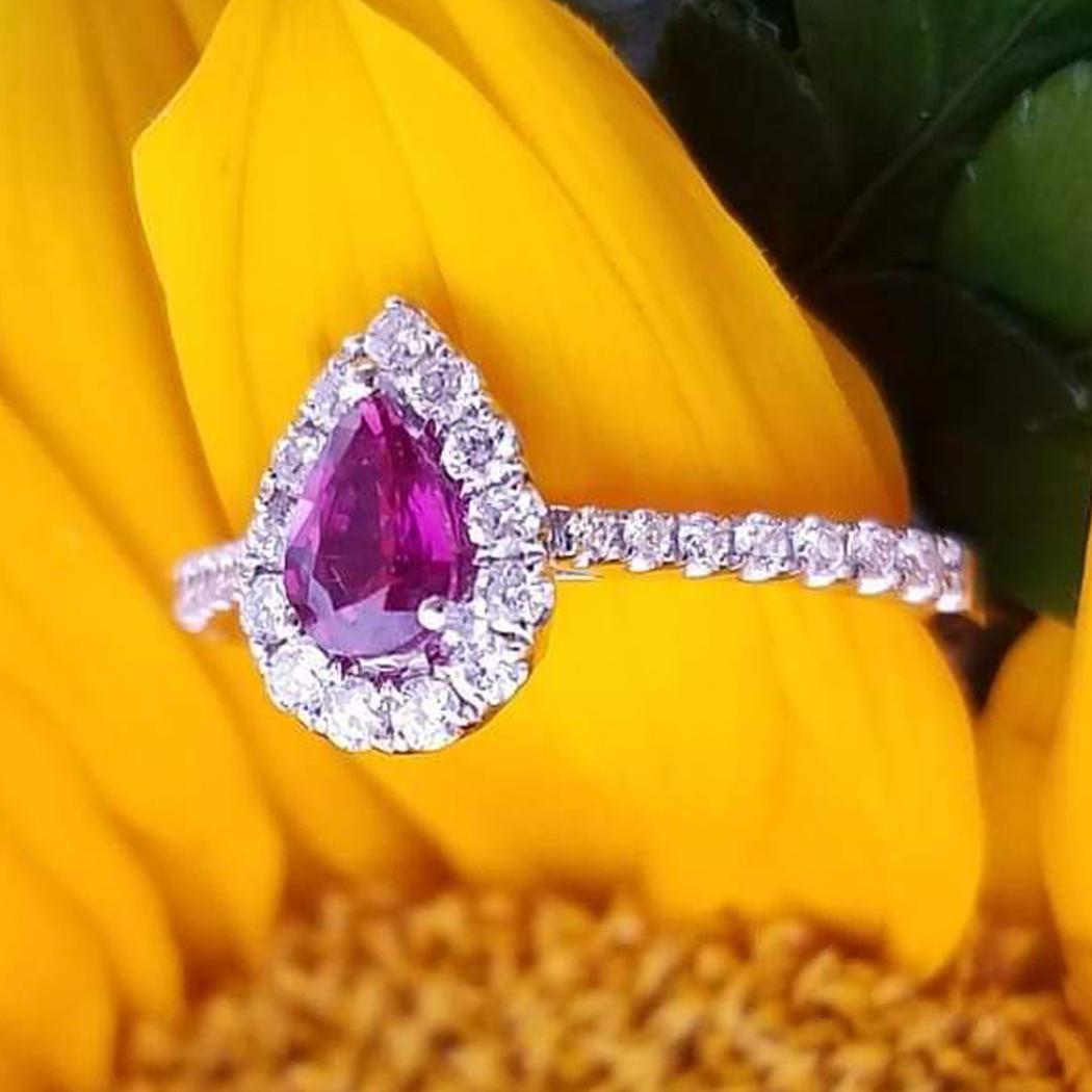 Ruby and Diamond Halo Ring 