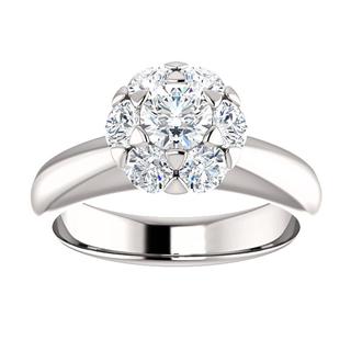 14K White Round Center .72 ct Cluster-Style Engagement Ring Mounting