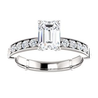 14kt White Emerald Accented .50ct Engagement Ring Mounting