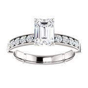 14kt White Emerald Accented .50ct Engagement Ring Mounting