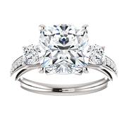 14K White Three Stone .75 ct Engagement Ring Mounting