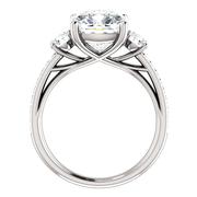 14K White Three Stone .75 ct Engagement Ring Mounting