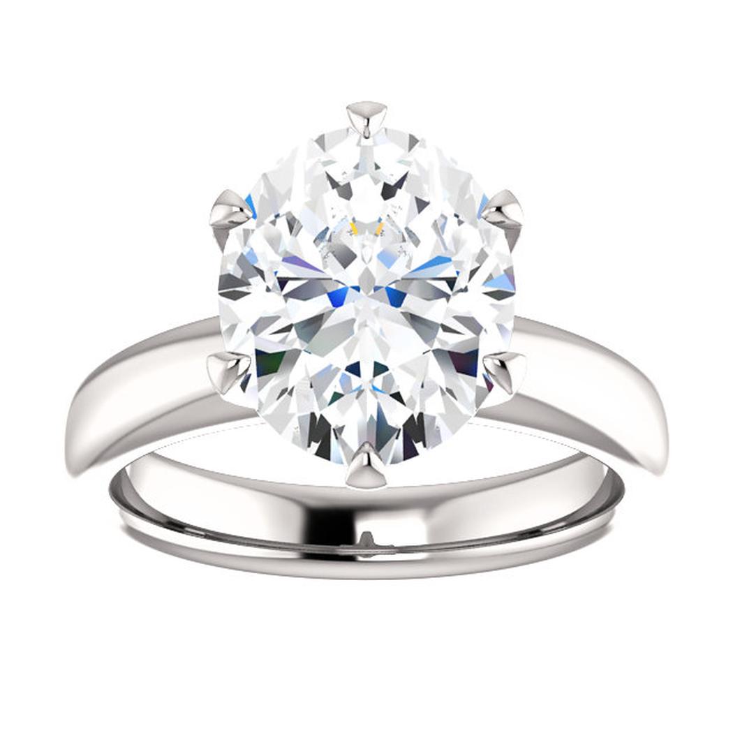 14kt White Solitaire Engagement Ring Mounting