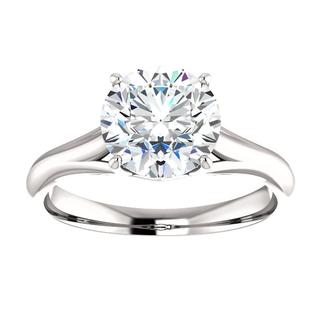 14kt White Diamond Solitaire Engagement Ring Mounting 