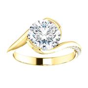 14KT Yellow Round Curved Accented Engagement Ring Mounting