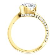 14KT Yellow Round Curved Accented Engagement Ring Mounting