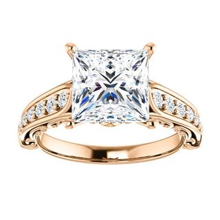 14kt Rose Diamond Accented Engagement Ring Mounting 