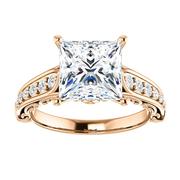 14kt Rose Diamond Accented Engagement Ring Mounting