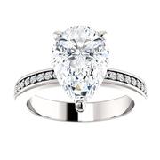 14kt White Diamond Accented Solitaire Engagement Ring Mounting