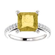 14kt White Diamond Accented Solitaire Engagement Ring Mounting