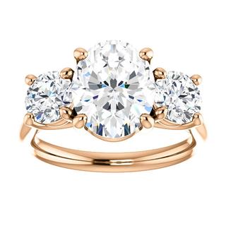 14kt Rose Three Stone 1.00 ct Diamond Engagement Ring Mounting