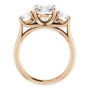 14kt Rose Three Stone 1.00 ct Diamond Engagement Ring Mounting
