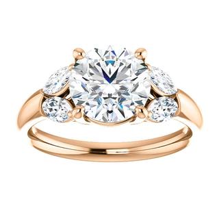 14kt Rose Diamond Accented Engagement Ring Mounting 
