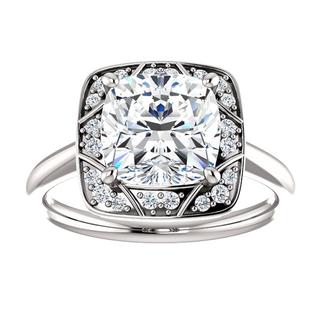 14kt White Vintage-Inspired Halo-Style Engagement Ring Mounting 