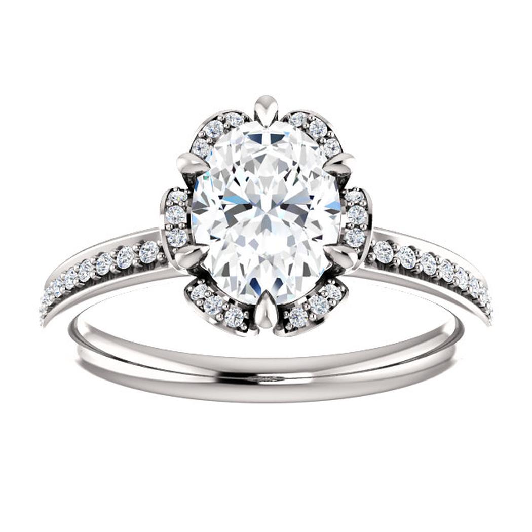 Flower Shaped Halo Engagement Ring | Jewelry by Johan - Jewelry by Johan