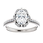 14kt White Floral Inspired Diamond Halo Engagement Ring Mounting